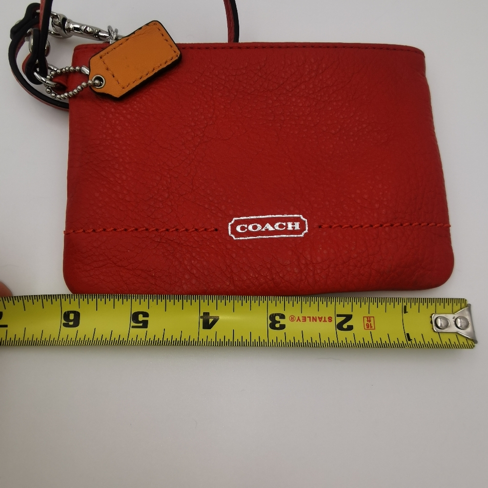 COACH Park Small Pebbled Leather Wristlet Bright Vermillion / Red - F49475 - Picture 9 of 9